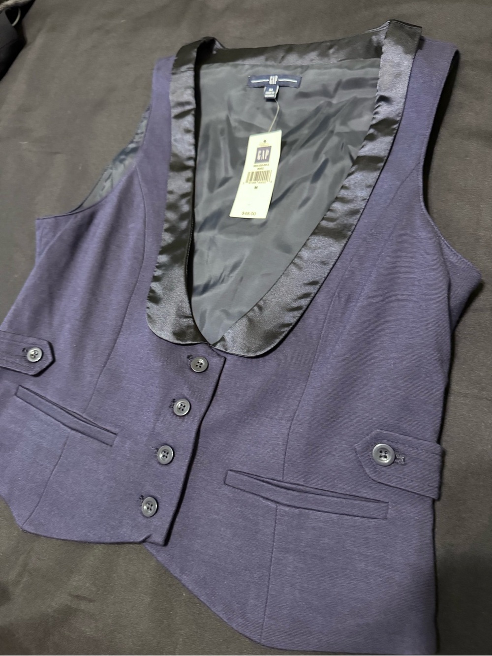 GAP Deep Blue Satin-Trim Vest